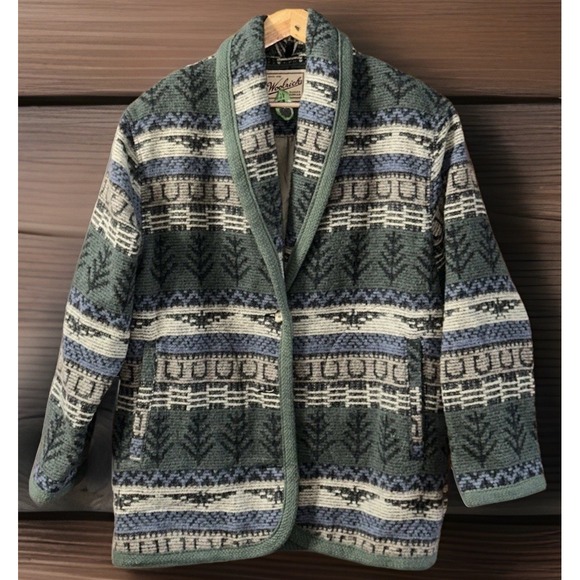Vintage Jackets & Blazers - Women's Vintage Woolrich Blanket Jacket Coat Southwest Med Wool Blend Clean USA